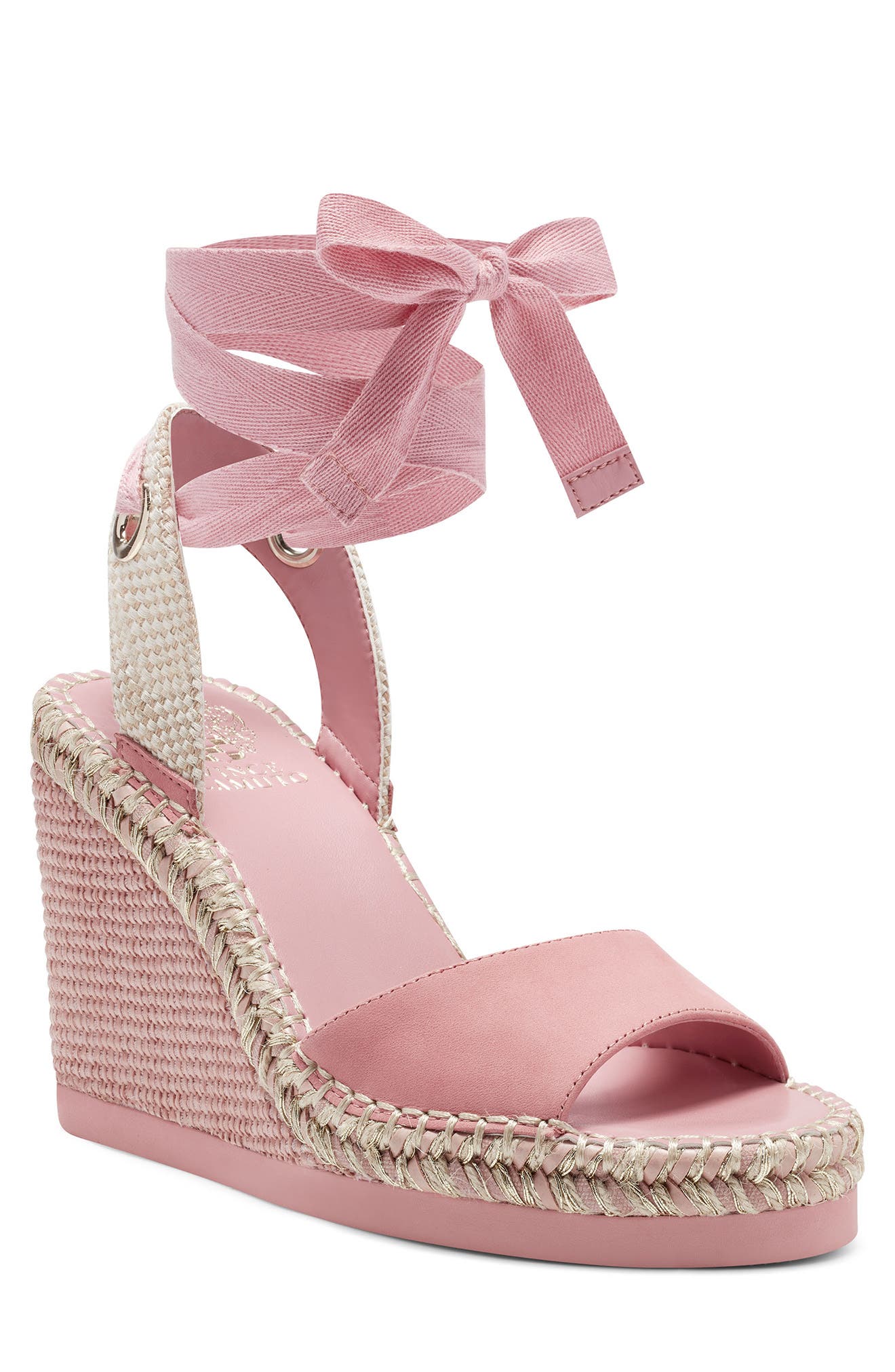 Women’s Pink Ruffle Espadrilles With Ankle Ties Size 8-1/2 